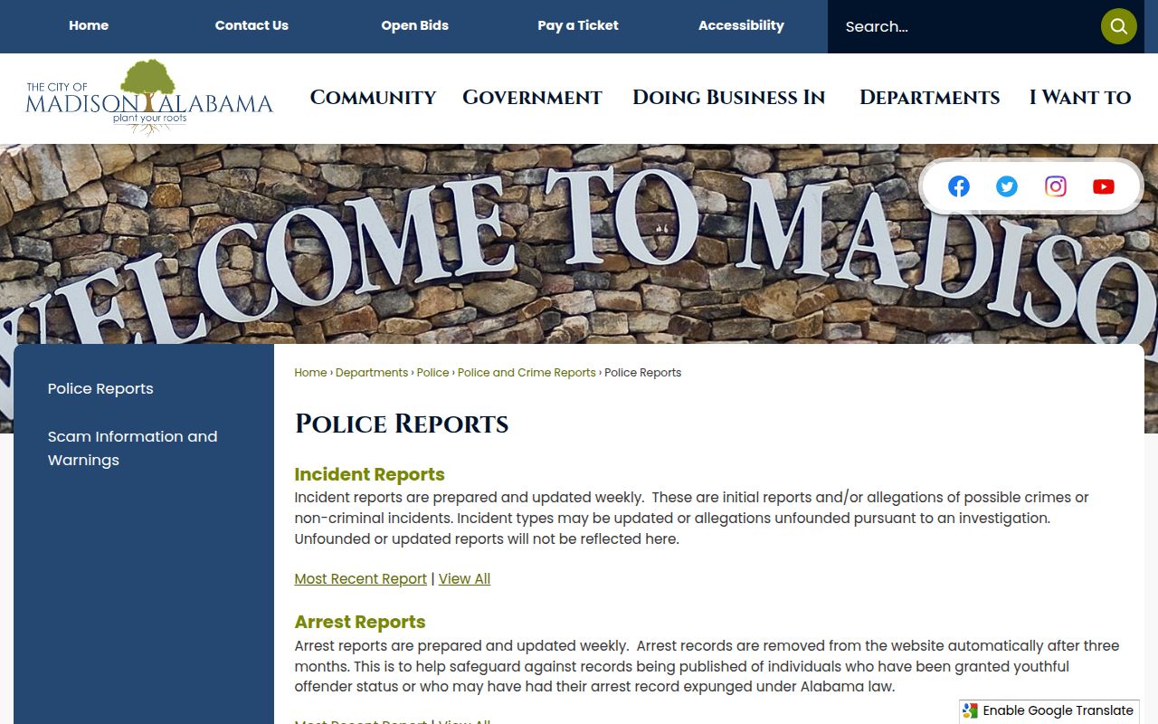 Madison city police reports page