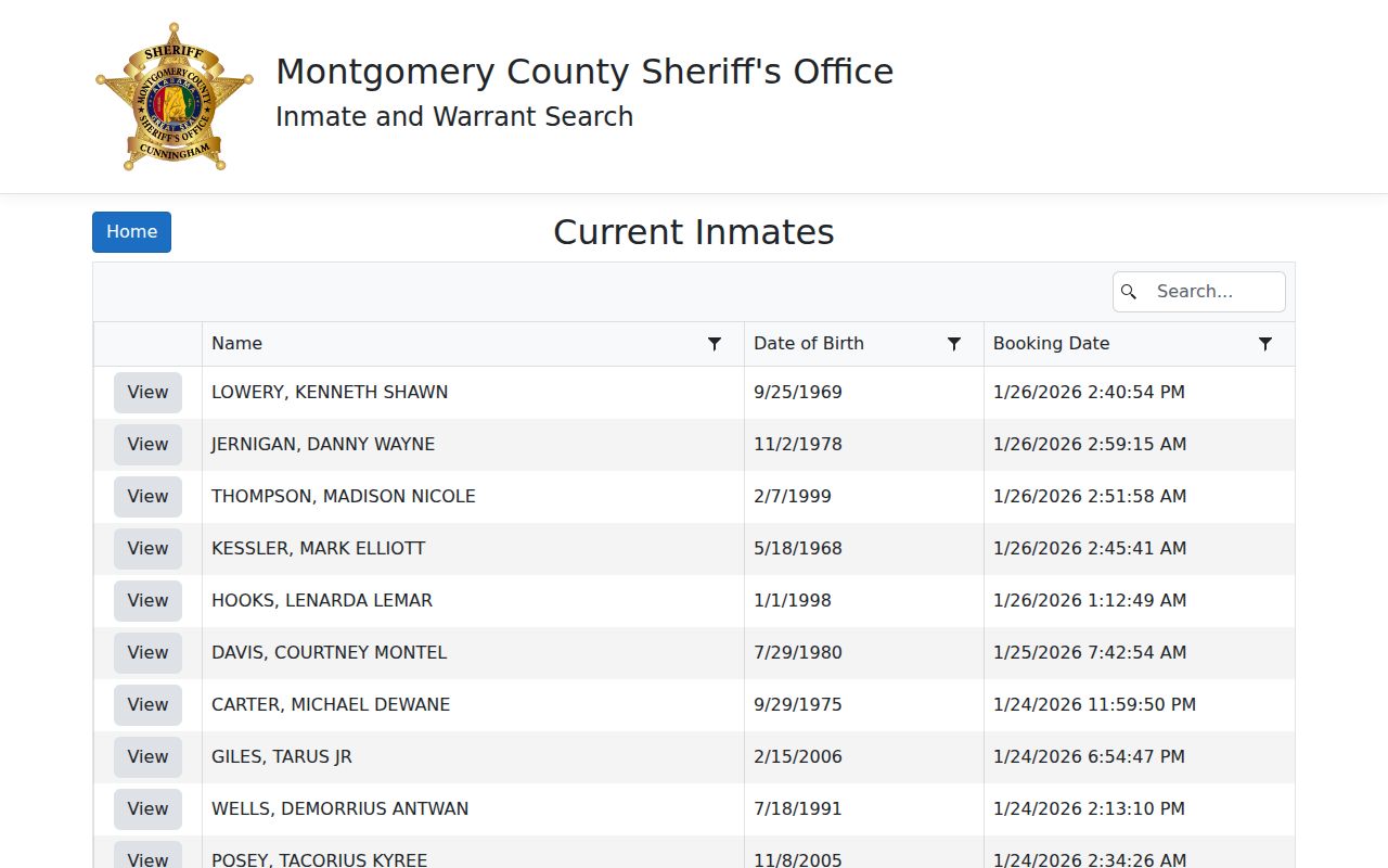 Montgomery County inmate search portal