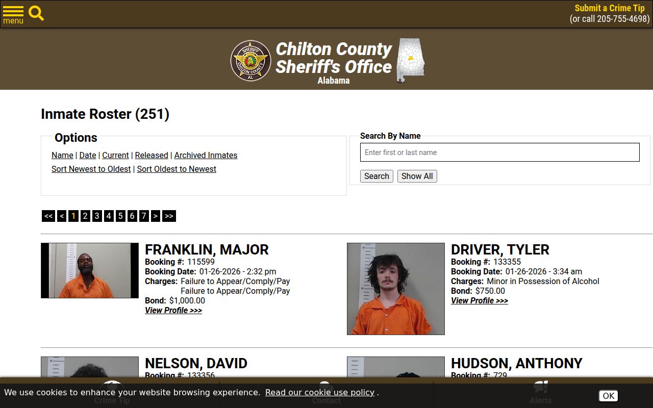 Chilton County Sheriff JailTracker inmate roster search