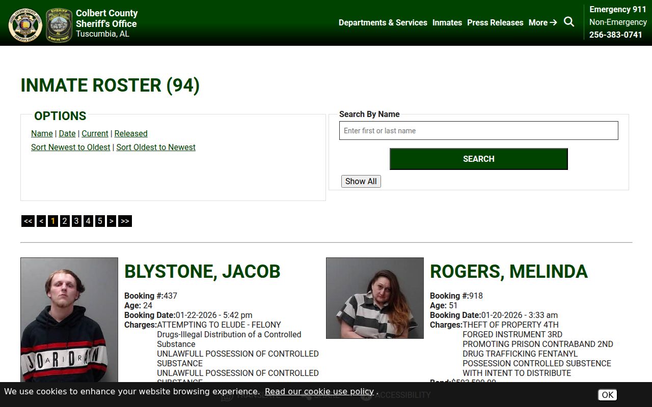 Colbert County Sheriff JailTracker inmate roster