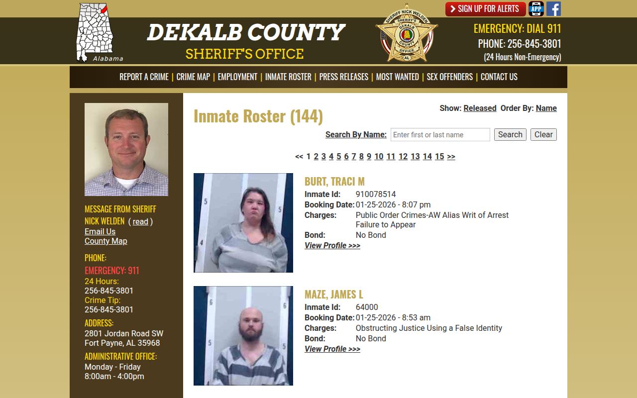 DeKalb County Sheriff JailTracker roster page