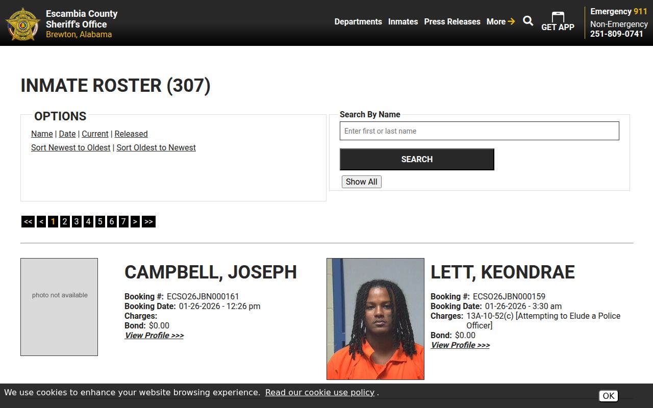 Escambia County Sheriff JailTracker inmate search