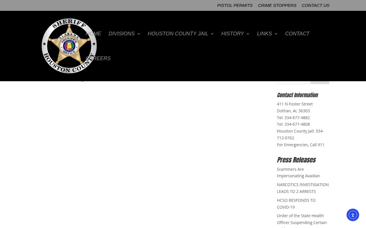 Houston County inmate listing page