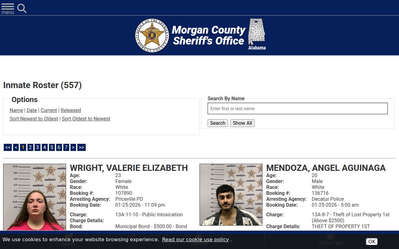 Morgan County JailTracker roster page