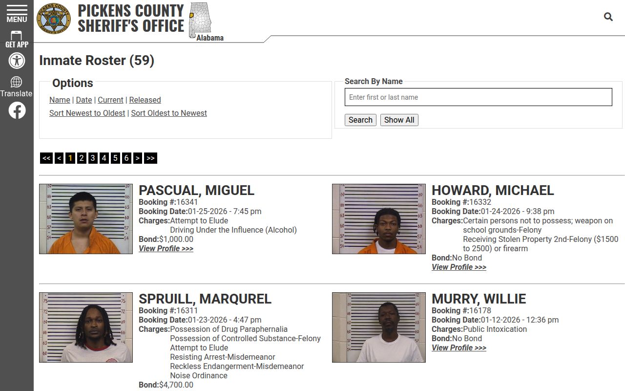 Pickens County Sheriff JailTracker inmate roster